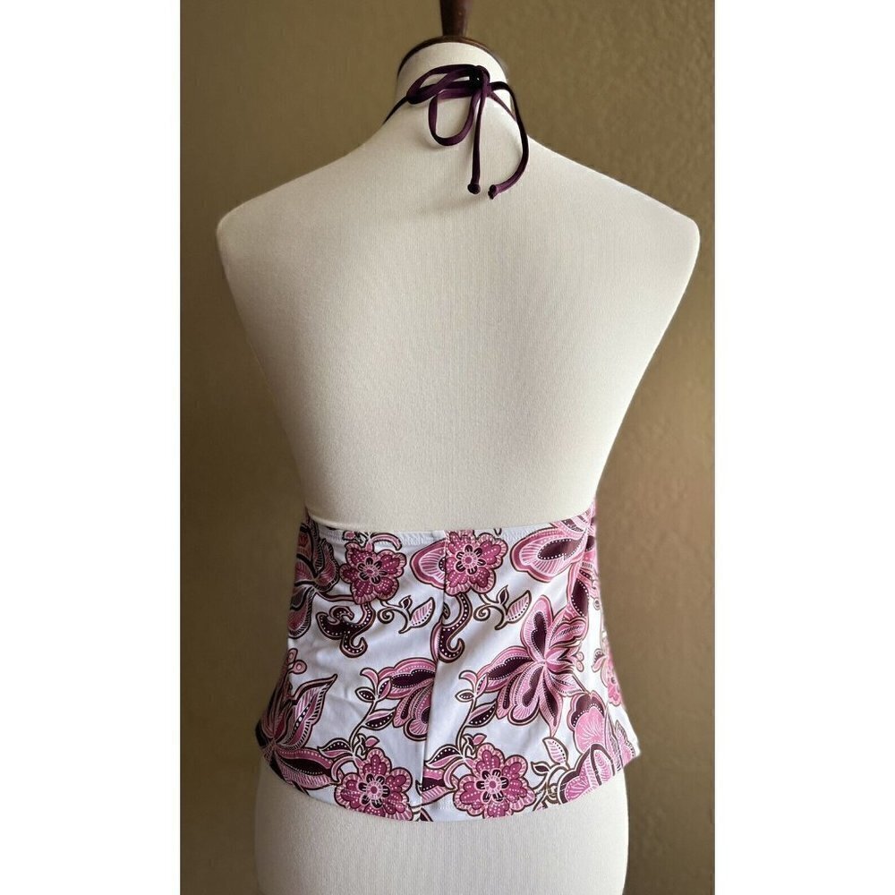 Daisy Fuentes Women's Floral Halter V Neck Swim Tank Top - Picture 5 of 8